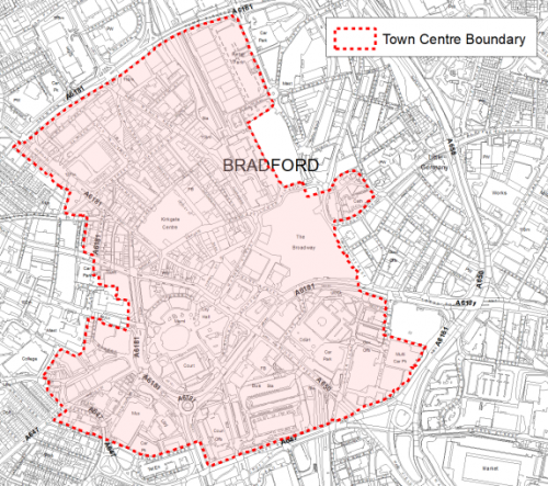 A map indicating the extent of the City Centre boundary