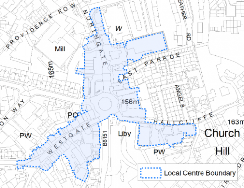 A map indicating the extent of the Local Centre boundary in Baildon.
