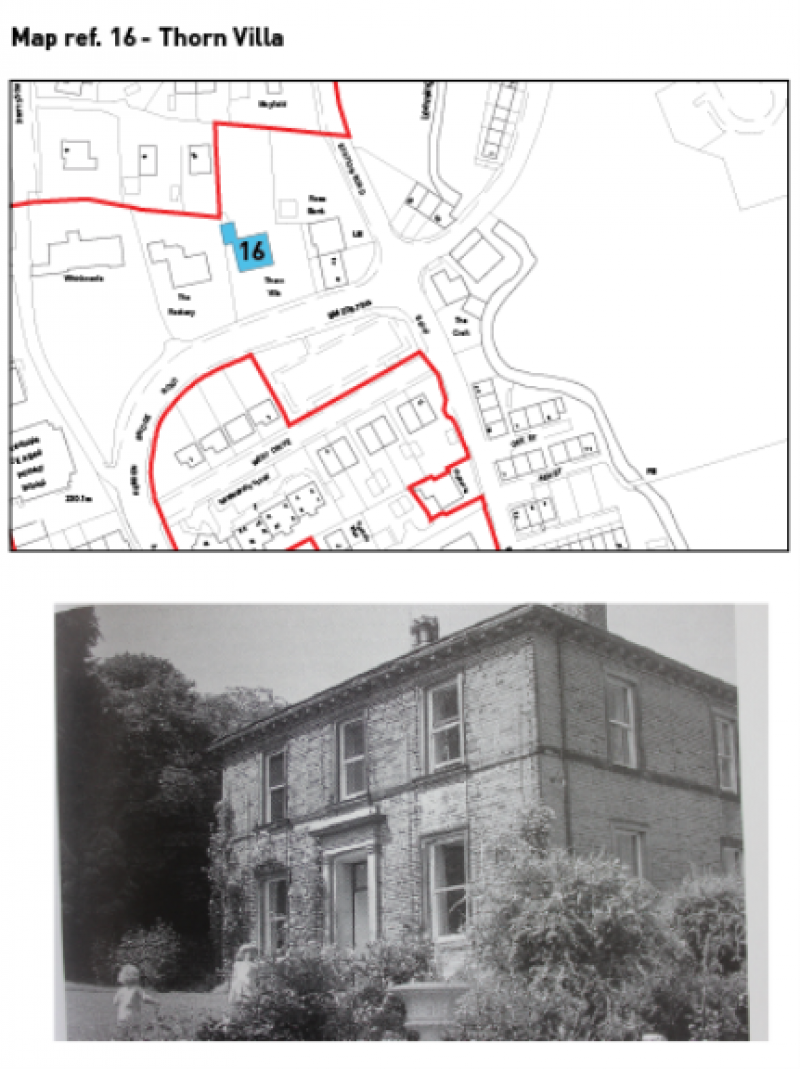 Map showing location and image showing Thorn Villa