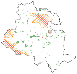 Plan of the Bradford District showing areas of landscape and biodiversity importance.