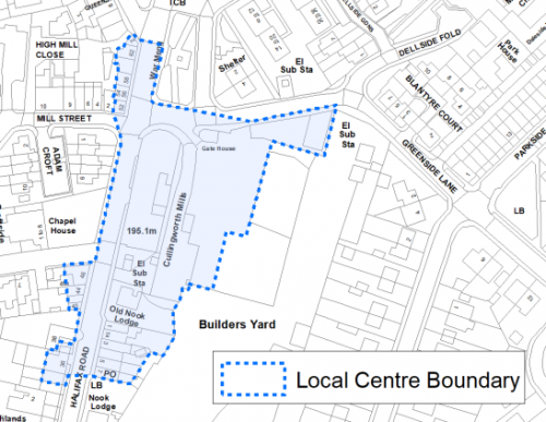 A map indicating the extent of the Local Centre boundary in Cullingworth