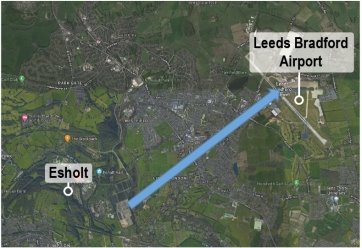 Plan showing location of the area to the Leeds Bradford Airport