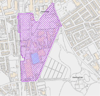 A map showing employment areas in Hall Lane