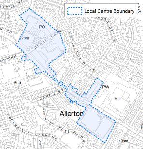 Map showing boundary of Allerton Local Centre