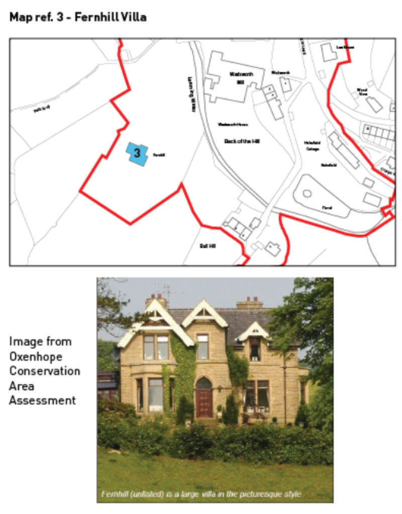 Map showing location and image of Fernhill Villa