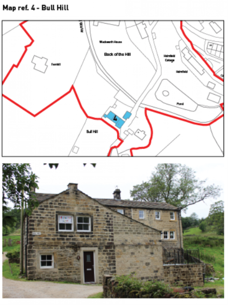Map showing location and image of Bull Hill