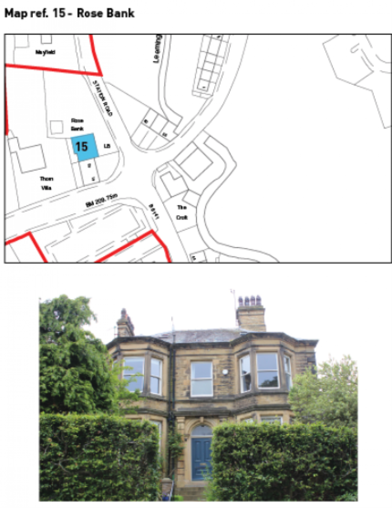 Map showing location of Rose Bank and an image of the house