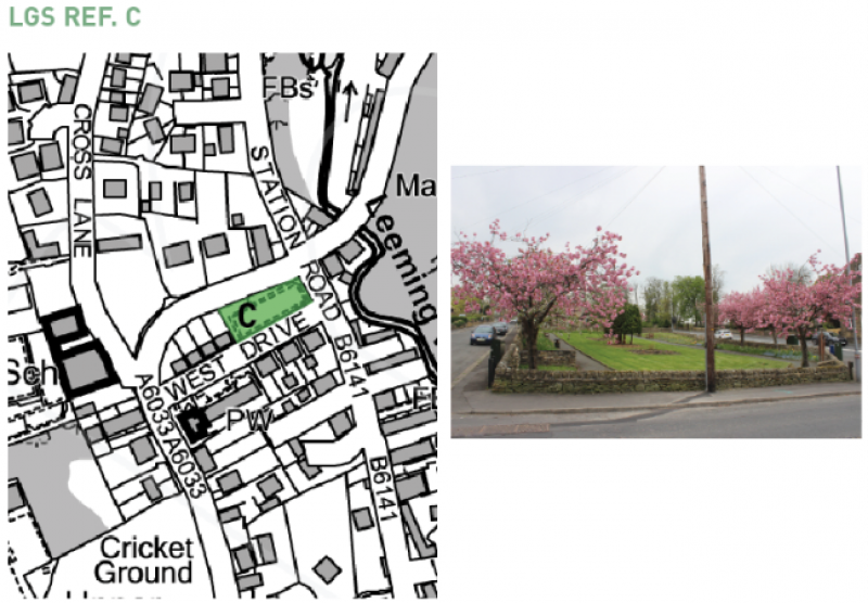 Map of Local Green Space Site C and image of the location, Rose Garden