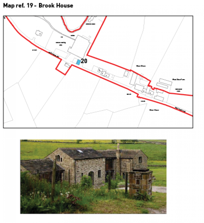 Map showing location of Brook House and two images of Brook House