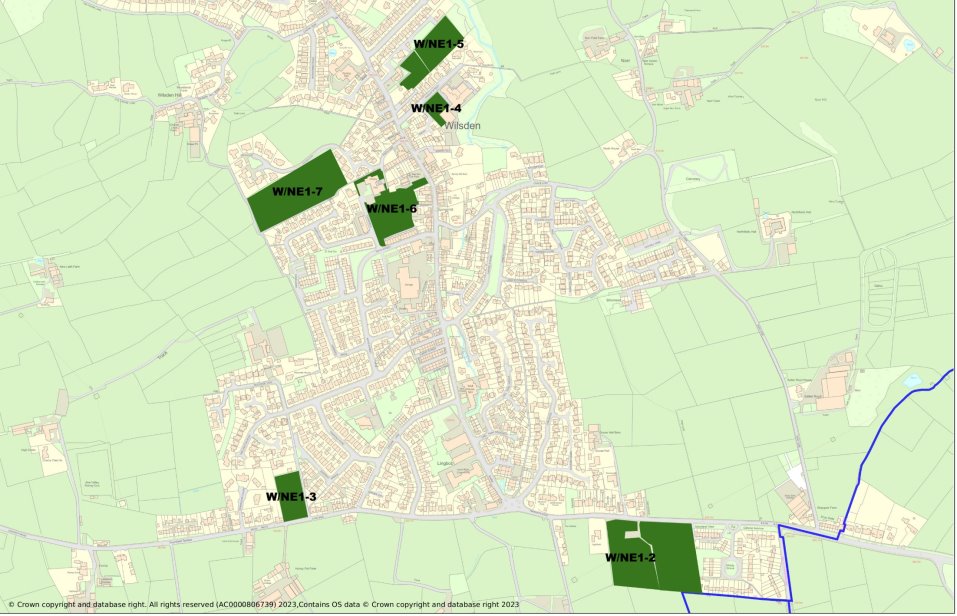 A map showing the location of important local green spaces.