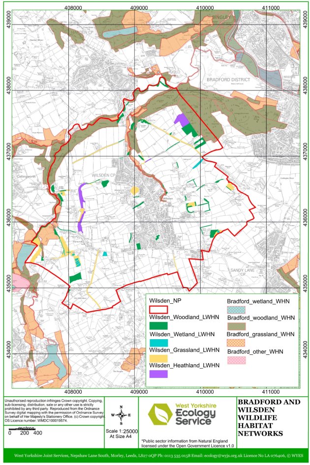 A map showing the location of wildlife habitat networks around Wilsden.  