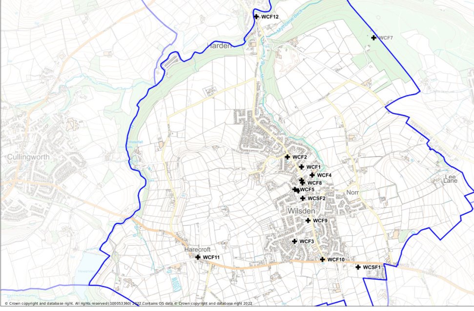 A location map of the communities facilities located within the Wilsden parish.