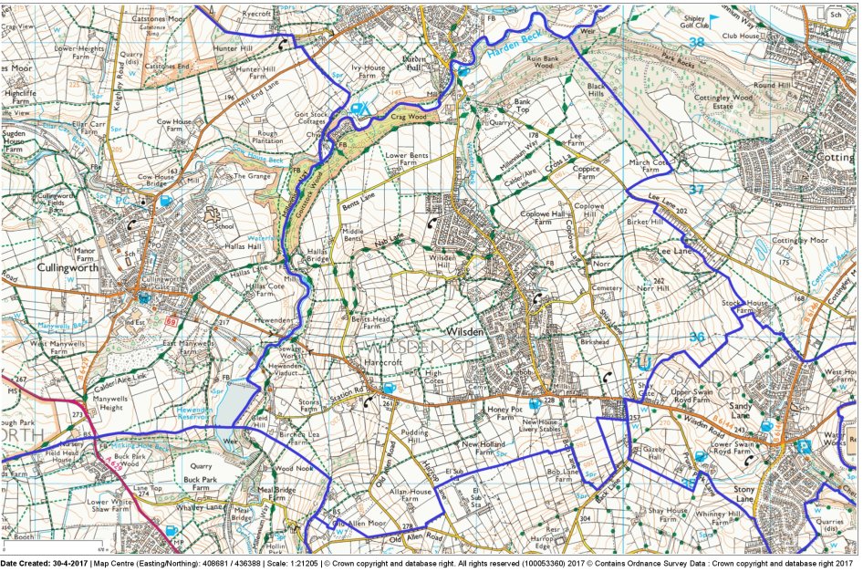 Map of the Wilsden Neighbourhood Plan Area.