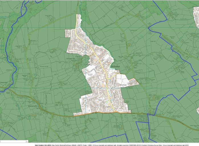 Map of Wilsden Village Settlement Boundary.