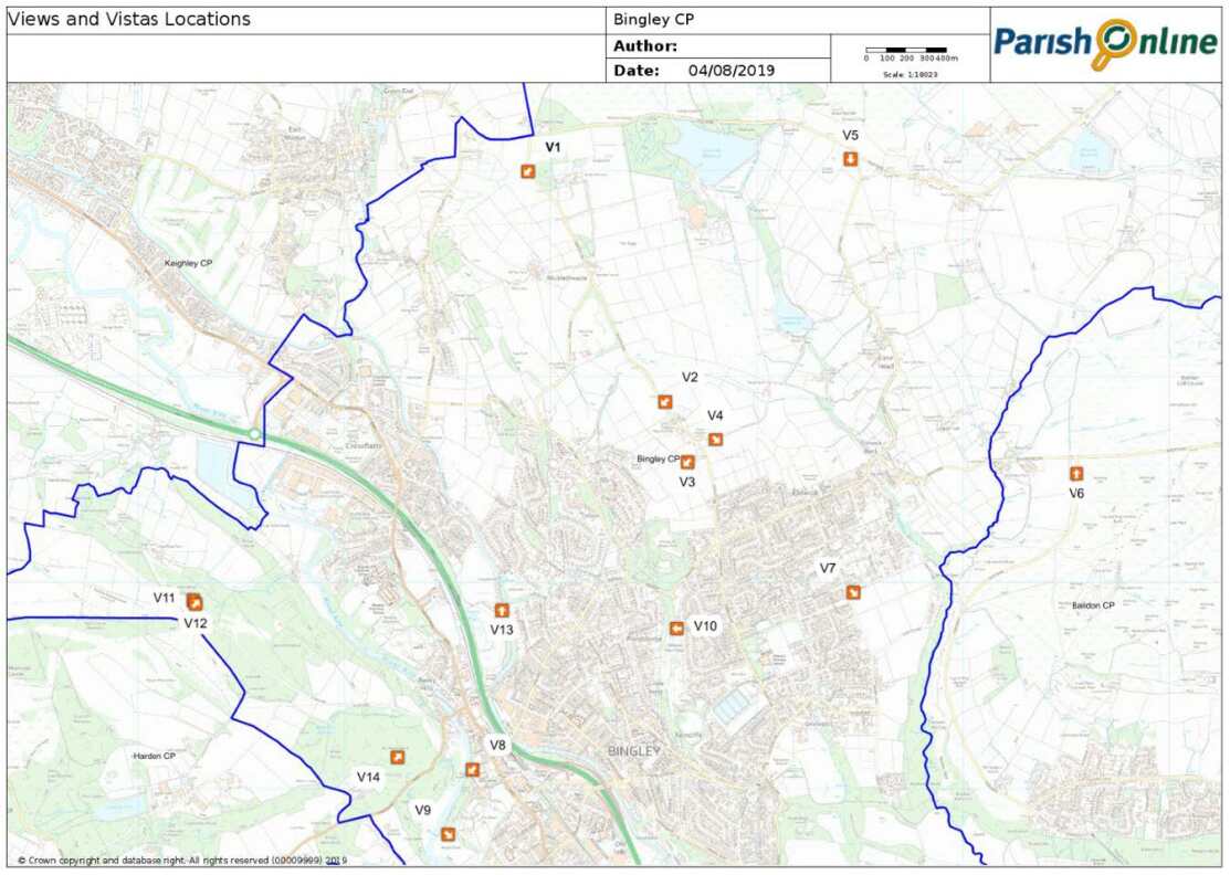 Map showing outlined location of proposed distinctive local views and vistas