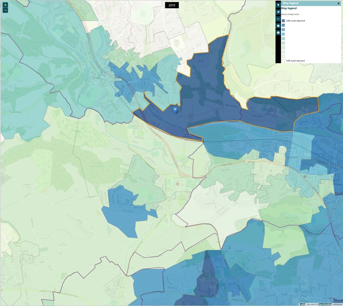 Map of Levels of Deprivation within Bingley