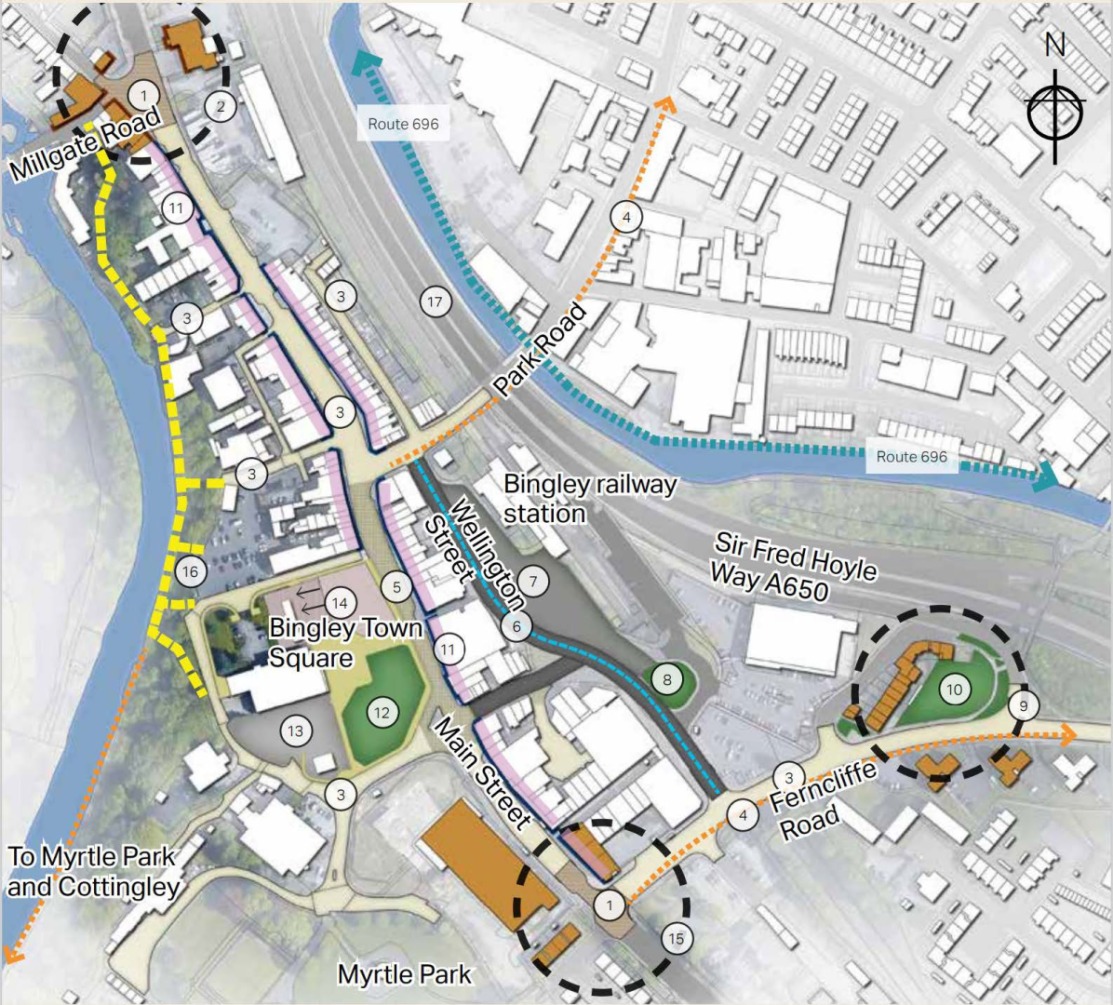 Top down map of proposed town city plan