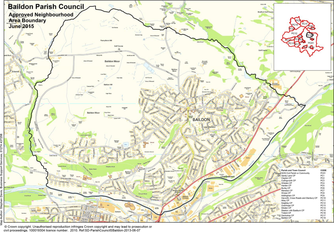 A map of a Baildon parish boundary