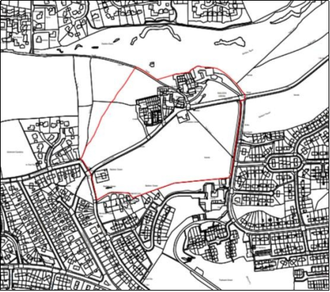 Map of Baildon Green with boundary of conservation area highlighted