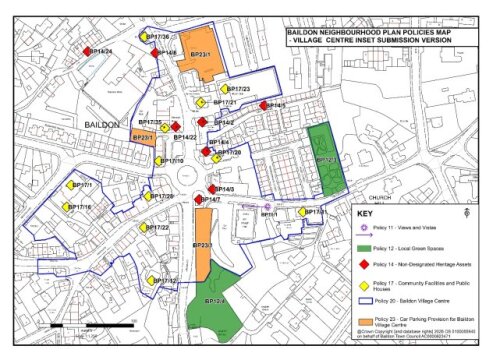 A map of baildon village centre with policy references marked on it