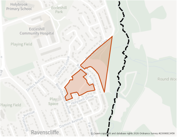 This is a map showing the boundary of housing allocation site H585.