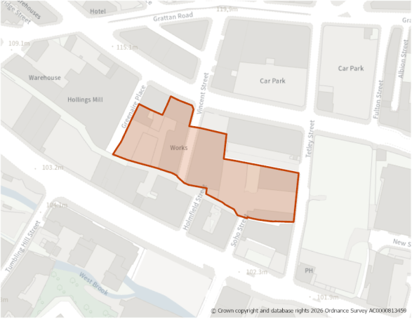 vThis is a map showing the boundary of housing allocation site H218.